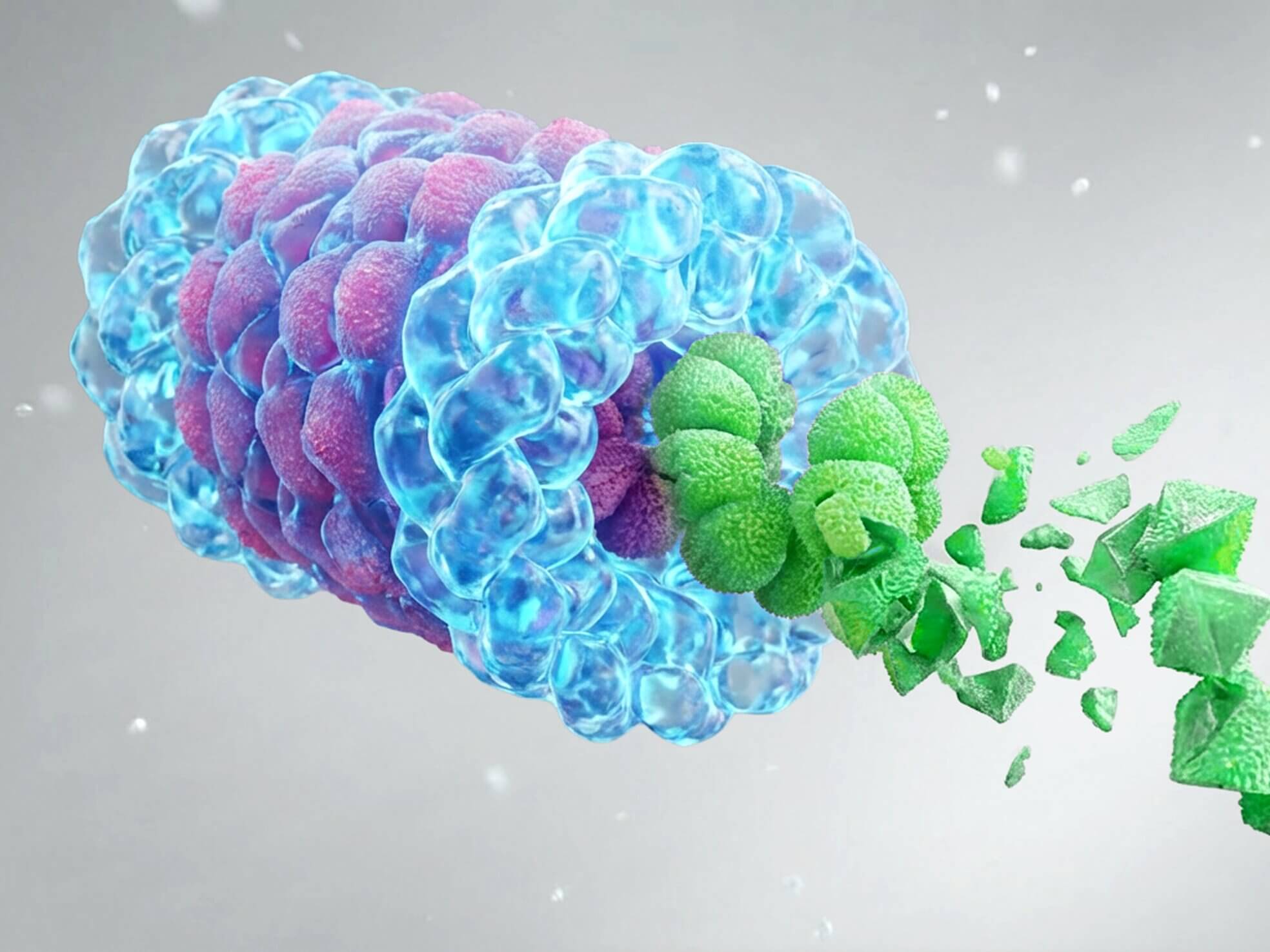 An illustration representing protein degradation research using artificial intelligence and machine learning