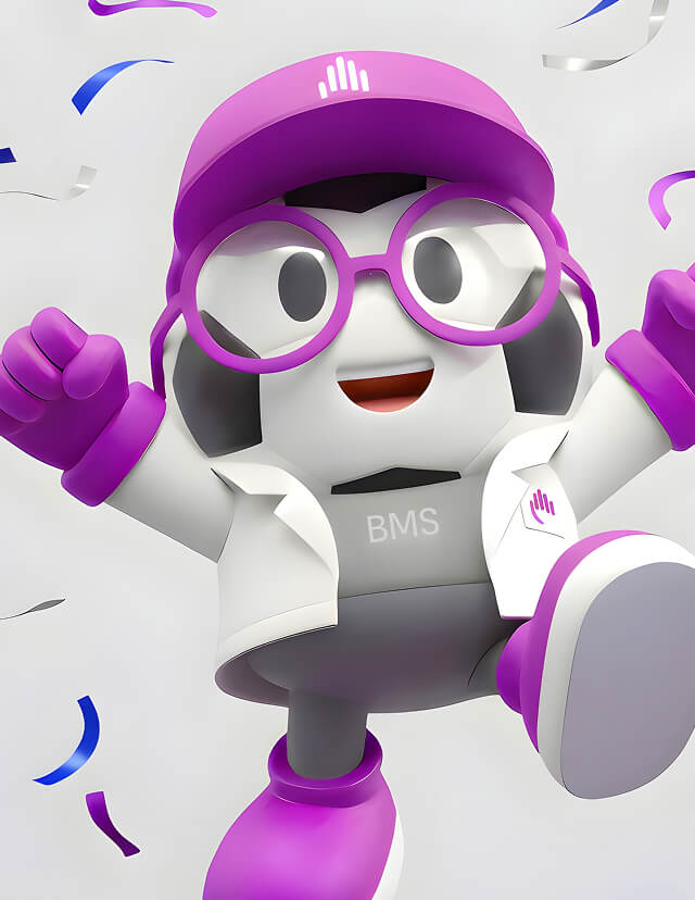 Squibby, the Bristol Myers Squibb mascot, shown in a celebratory pose at the NYNJ World Cup 26 Jersey Fan Hub